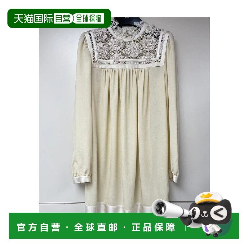 香港直邮Saint Laurent 徽标长袖连衣裙 665112Y3D04