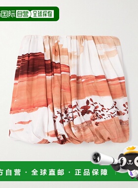 香港直邮J.W. Anderson 女士 褶裥印花斜纹布迷你半身裙 SK0194PG