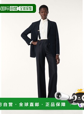 自营欧洲直邮Loro Piana 女士蓝色初剪羊毛休闲裤