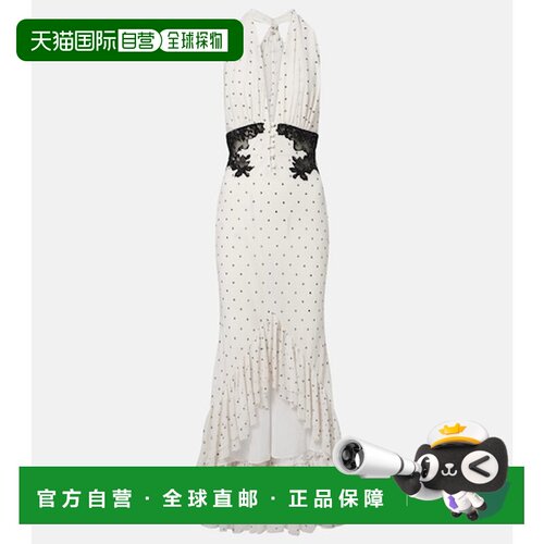 香港直邮Self-Portrait 女士 蕾丝边波尔卡圆点长款连衣裙