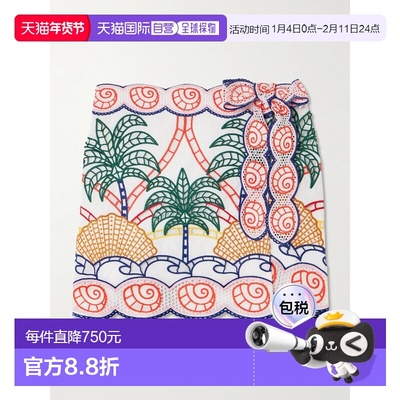 1h可退 香港直邮FARM RIO 女士 richelieu 齿纹棉质迷你半身裙 34