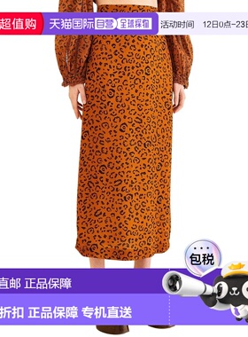 自营FARM Rio Leopards Texture Black Midi Skirt - black 美国