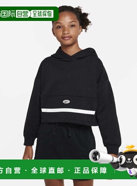 自营Nike Sportswear Icon Clash Hoodie Girls Black Fleece Lon