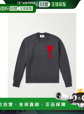 1h可退 香港直邮Ami Paris 男士 Logo嵌花初剪羊毛毛衣 UKS002018