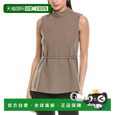 自营Vince Camuto Mock Neck Sleeveless Top - brown 美国奥莱直
