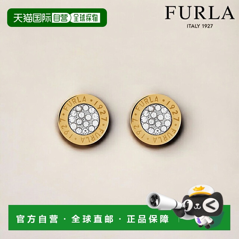 日本直邮FURLA 女士耳环SIGILLO 不锈钢双耳耳钉 FJ1122ETU 黄金