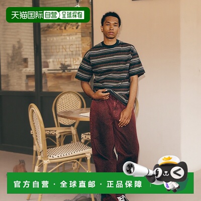 1h可退 日本直邮HUF 男女同款多彩条纹短袖T恤 25M_KN80155