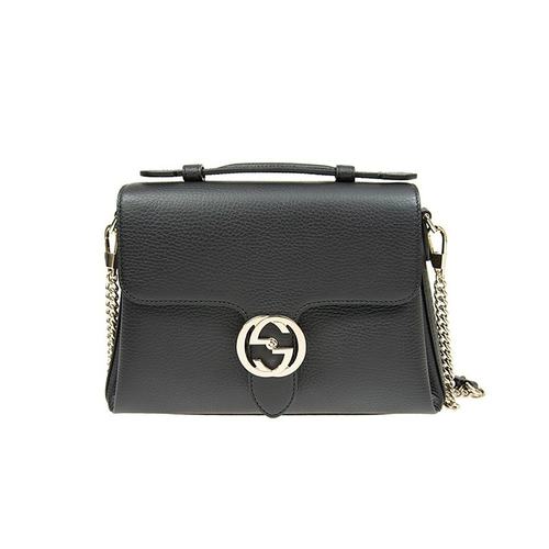 GUCCI/古驰 女士黑色牛皮革单肩风琴包