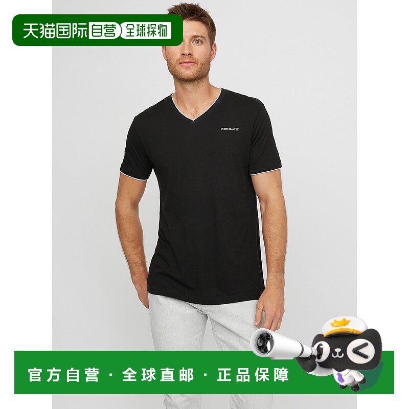 自营 guess Armin V 领 T 恤 - 黑色 美国奥莱直发