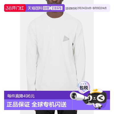 1h可退 香港直邮And Wander 男士 manche longue blanc 徽标T恤 5