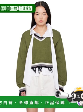 1h可退 香港直邮潮奢 Ottolinger 女士 绿色 Cropped V-neck 针织