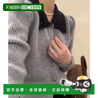 1h可退 日本直邮deux amour 女装 翻领拼色宽松针织开衫 半身扣设