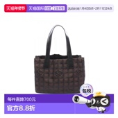 日本直邮中古Chanel香奈儿女包B级9新travel line帆布托特包棕色