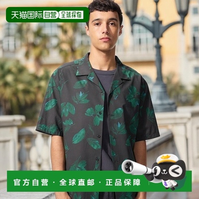 日潮跑腿UNIQLO优衣库 开领印花衬衫 59 DARK GREEN MEN 3XL 4830