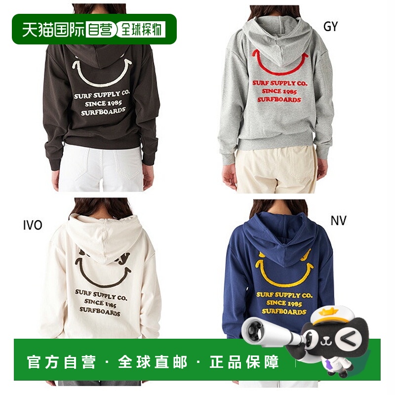 日本直邮Rusty 女士笑脸刺绣连帽卫衣休闲长袖套头衫RUSTY 955006