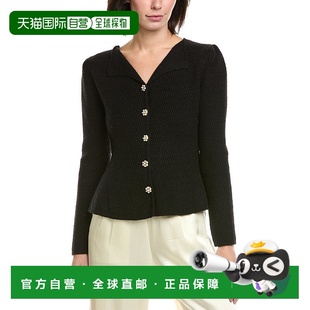 自营Gracia纹理领Peplum开襟羊毛衫 美国奥莱直发 黑色