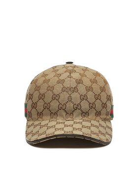 GUCCI 男士帽子 200035KQWBG9864 CO 棕色 GG 帆布织带棒球帽