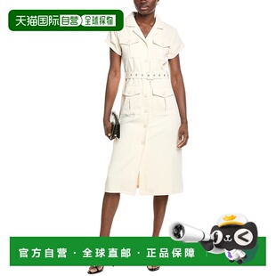 Down Belted Midi 自营 white Button Dress 美国奥莱直 Gracia