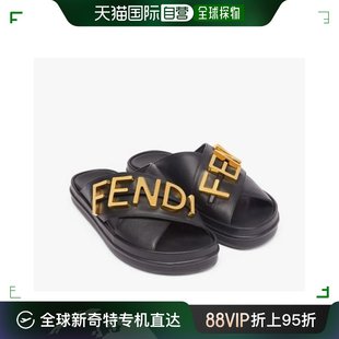 8X8289 AI1R 女士黑色皮革宽交叉带凉鞋 香港直邮FENDI F1H1K