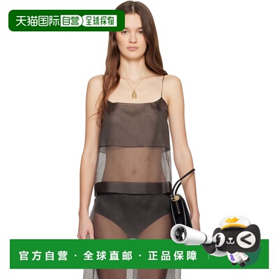 香港直邮calvin klein 女士 棕色 Carmen Sheer 吊带背心 VY00108