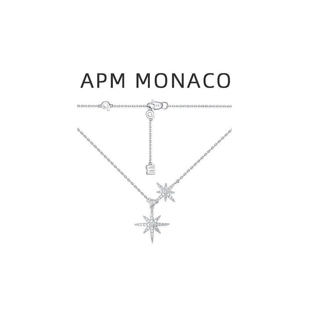 香港直发Apm Monaco女士项链首饰银色轻奢优雅可调双流星时尚