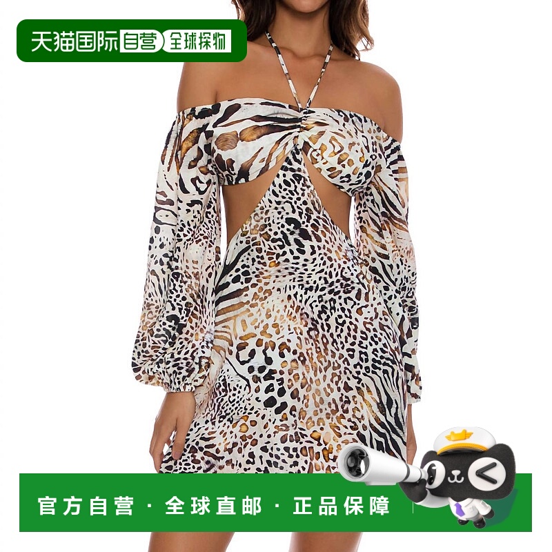 自营luli famaAnimale Long Sleeve Cut Out Short Dress In Crea