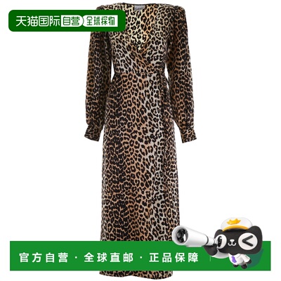 香港直邮GANNI 女士连衣裙 F3653943 AW2025 黄色 printed wrap l