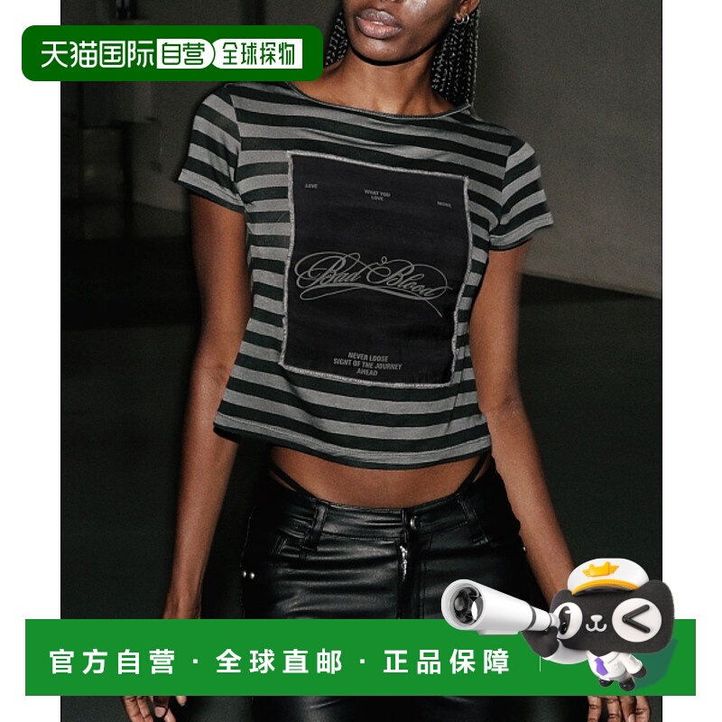 韩国直邮BADBLOOD 公用T恤w-tee25-056 Dark Classic Stripe T-Sh