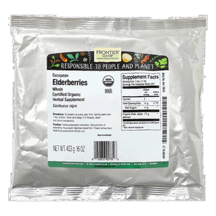 香港直发Frontier Co Op有机接骨木果草本补充剂453克泡茶颗粒