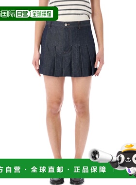 1h可退 香港直邮潮奢 A.P.C. 女士 褶裥牛仔迷你半身裙 F06504COG