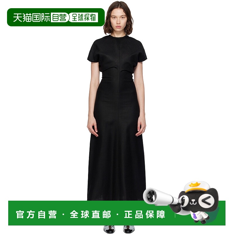 香港直邮潮奢 TOTÊME 女士 黑色 Slouch Waist Basketweave 连衣