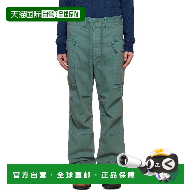 1h可退 香港直邮RRL 拉夫 劳伦RRL 男士 蓝色人字纹工装裤 782943