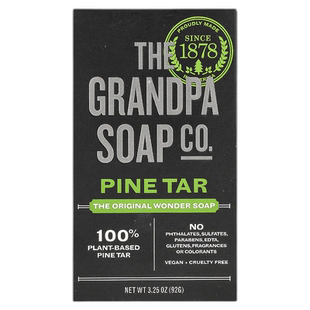 香港直邮爷爷的菜园,洁面&沐浴&洗发香皂,松焦油,3.25 盎司(92