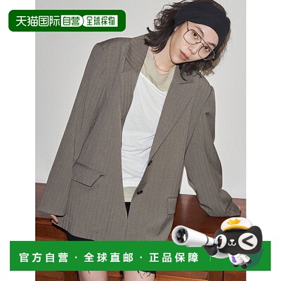 1h可退 日本直邮EMODA 女士条纹图案Oversized西装外套 042520170