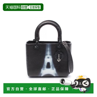 日本直邮中古Dior迪奥女包A级95新Lady Dior戴妃包牛皮手提包黑色