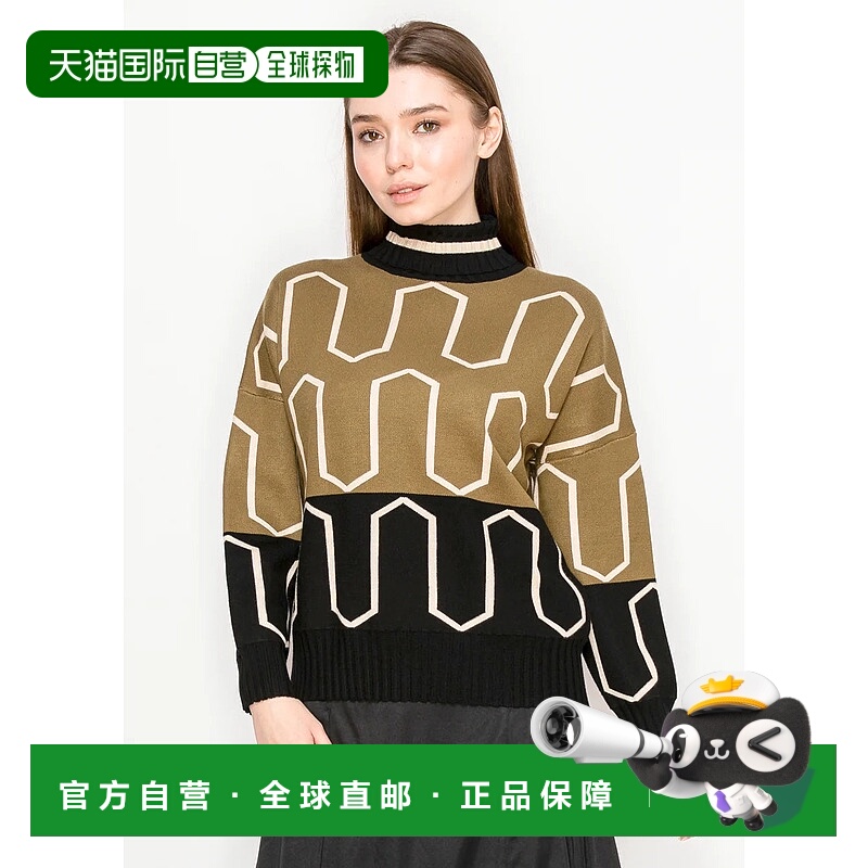 自营 yal new york高领橄榄色拼色图案毛衣 美国奥莱直发