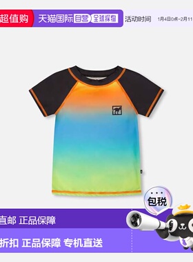 自营deux par deuxShort Sleeve Rashguard Orange Blue and Gree