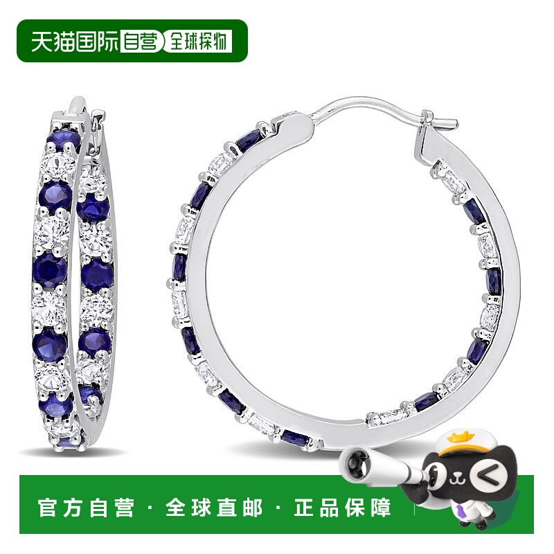 自营 mimi & max3 5/8 CT TGW 打造 925 纯银蓝色和白色蓝宝石圈