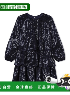 自营 Billieblush Sequin Smocked Dress - blue 美国奥莱直发