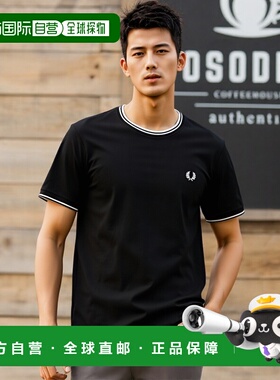 日本直邮Fred Perry 双尖 T 恤 [M1588-102] 男士 上衣 半袖 黑色