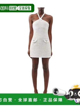 香港直邮Alessandra Rich 粗花呢挂脖连衣裙 FAB3190F3805