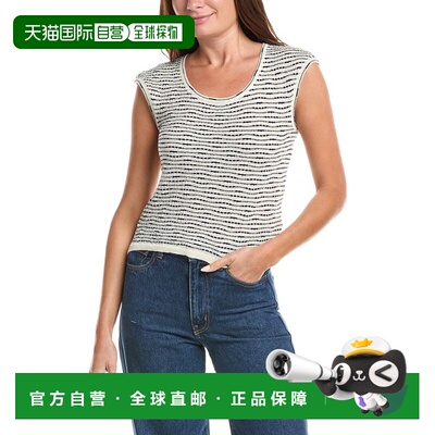 自营Max Studio Cap Sleeve Scoop Neck Sweater - navy 美国奥莱