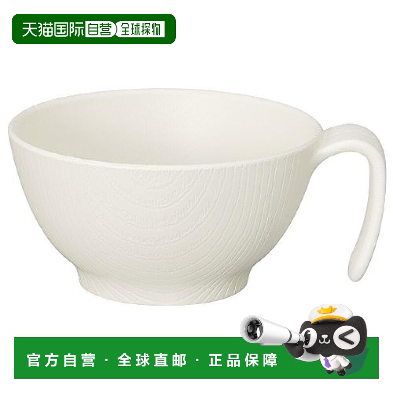 【日本直邮】斯凯达 味增汤碗 木纹轻量带手柄 340ml奶油色 NBLS2