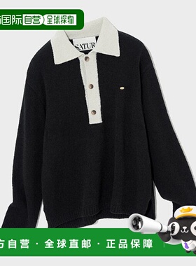 韩国直邮SATUR设计师款大气简约日常休闲个性毛衣SA22FWMK09A1BK
