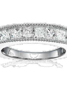 自营 vir jewels1 cttw 公主方形钻石结婚戒指 锯状滚边槽 14K 白