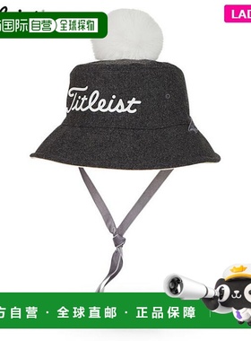 日本直邮Titleist 女士绒球渔夫帽 TH23WPBK 0C1 炭灰色 x 白色