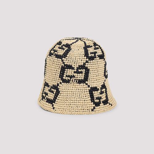 GUCCI 女士帽子 7950013HA1J9660 SS2025 卡其色 HAT RAFIA GG