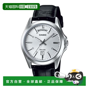 自营Casio Men’s Silver Dial Analog Watch with Black Leather