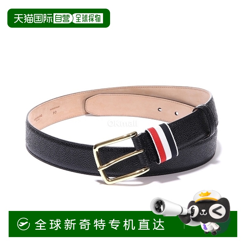 韩国直邮Thom browne汤姆布朗腰带男款黑色皮质MCX039A 00198 001