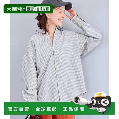1h可退 日本直邮COEN女装宽松迷你格纹棉质衬衫 76106000015